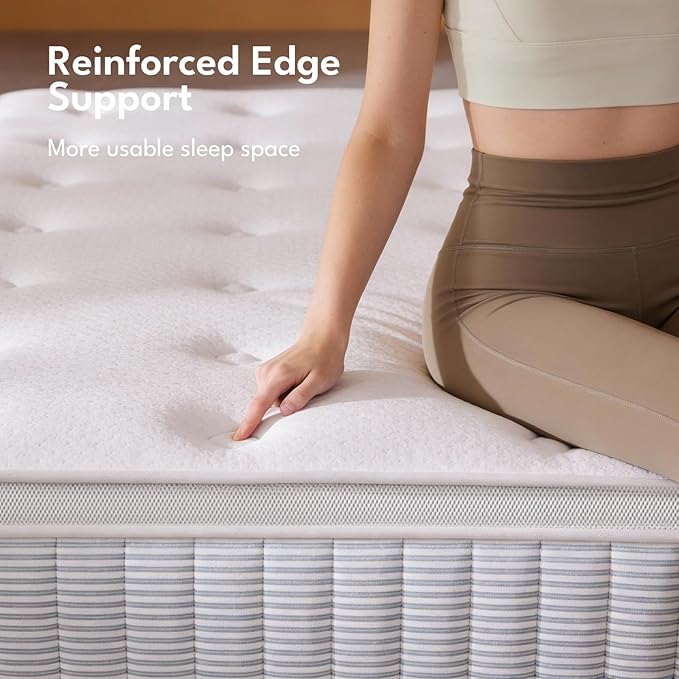 – 12 Inch King Size Mattress – Real Hybrid King Mattress Memory Foam, Reinforced Edge Support, Zoned Coils for Pressure Relief and No Motion Transfer (King (12 Inch))
