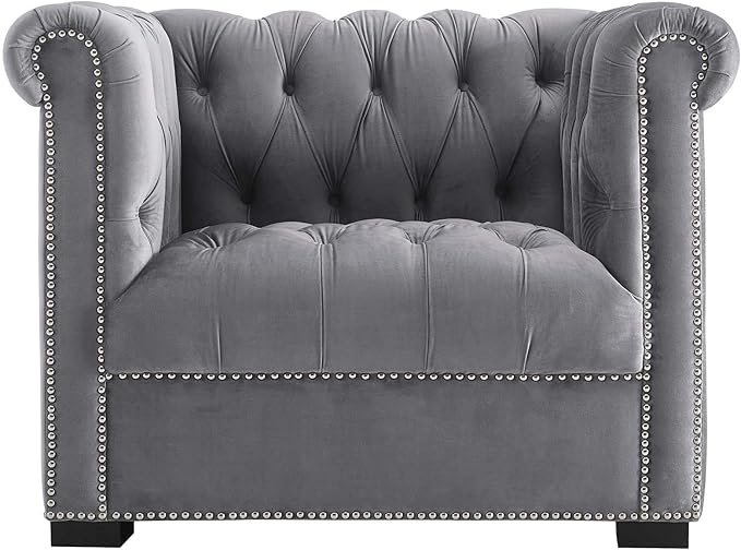 Modway EEI-3065-GRY Heritage Upholstered Velvet Armchair, Gray