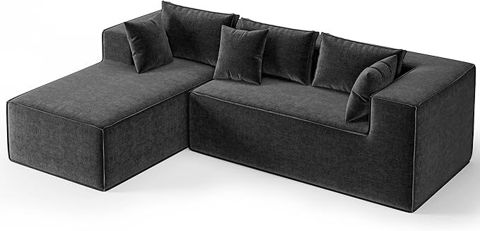 GarveeHome Modular Sectional Couches for Living Room, Cloud Sectional Couch with Deep Seat, 106.7 in Modular L-Shape Sofa with Chaise, Upholstered Couches for Bedroom, Chenille Dark Gray