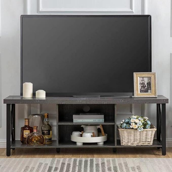 GAZHOME TV Stand for TV up to 65 Inches, TV Cabinet with Open Storage, TV Console Unit with Shelving for Living Room, Entertainment Room, Gray - Image 6