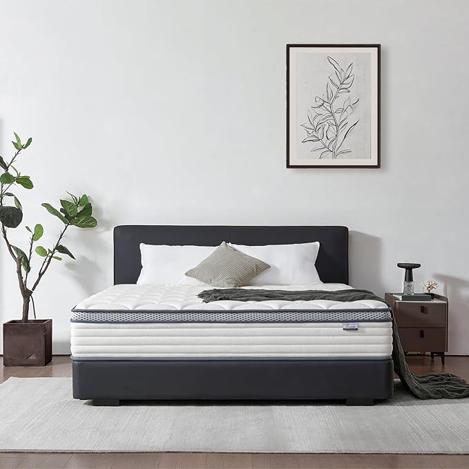 Twin Mattress, 10 Inch Twin Hybrid Mattress in a Box, Pocket Innerspring Mattresses for Motion Isolation, Pressure Relief and Edge Support, Medium Firm Feel