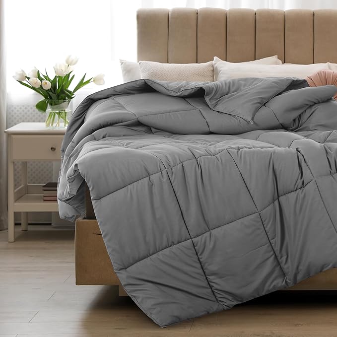 LUX Décor Twin Comforter – 92x68 Ultra-Soft Down Alternative Duvet Insert with Corner Tabs & Box Stitching, Hotel Quality Plush Microfiber Bedding, Oeko-TEX Certified - White