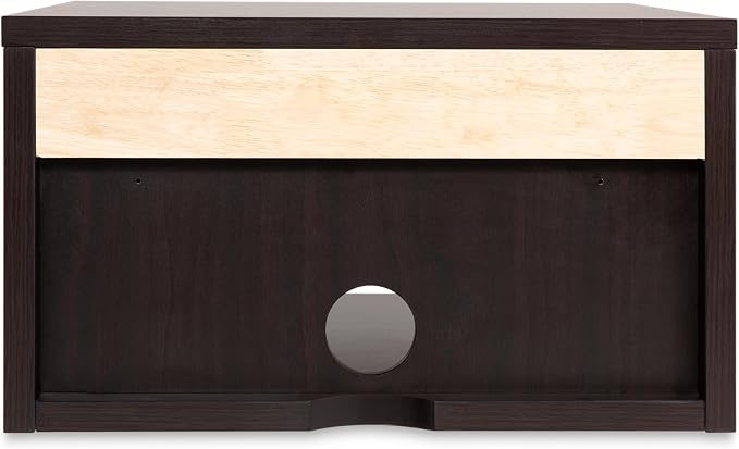 JONATHAN Y NST2000A Celerie 15.71" Mid-Century Modern Floating Wall Mounted Nightstand with Soft-Close Rattan Drawer and Cable Hole, Black/Light Oak - Image 10