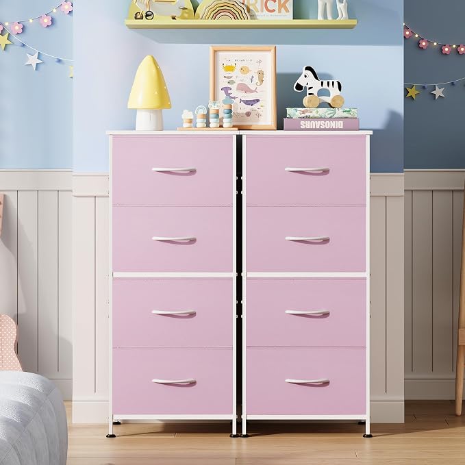 WLIVE Dresser with 4 Drawers, Storage Tower, Organizer Unit, Fabric Dresser for Bedroom, Hallway, Entryway, Closets, Sturdy Steel Frame, Wood Top, Easy Pull Handle,A-Pink - Image 8