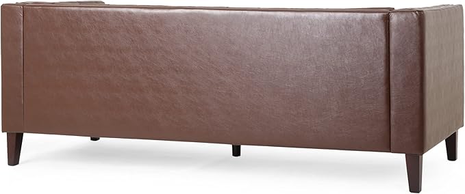 Pondway Tufted 3 Seater Sofa - Faux Leather - Dark Brown/Brown