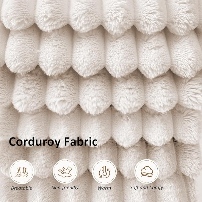 106" Boneless Couches for Living Room, Modular Sectional Sofa, L-Shape Sofa Couches,Cloud Couch Sectional, Comfy Corduroy Sofa, with Deep Seat, No Assembly Required (Beige, 3 Seater + 1 Ottoman)