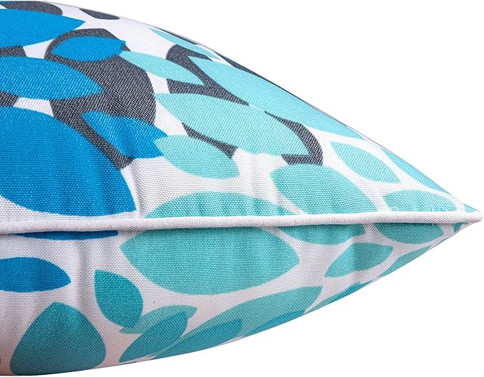 JMGBird Water-Resistant Outdoor Pillows Set of 2, 12x20 inch Durable Sky Blue Mandala Pattern Throw Pillows with Inserts for Patio Furniture