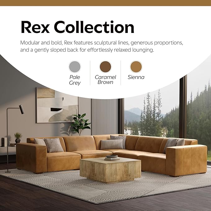 SIMPLIHOME Rex Corner Sofa Module in Full-Grain Genuine Leather, Sienna, 38-inches Wide, Handcrafted Modern-Style Corner Accent Chair for Living Room and Family Room
