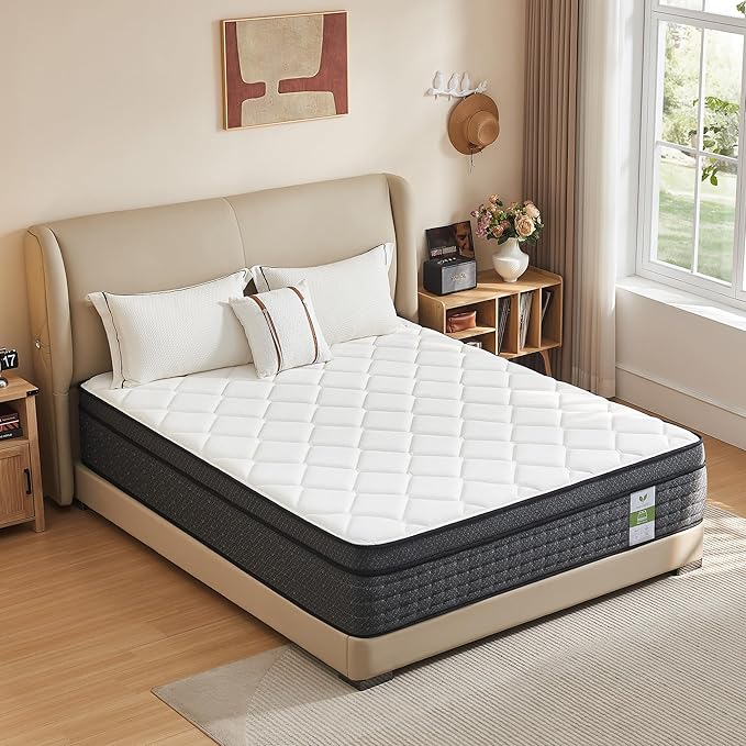 12 Inch King Mattress in a Box: Hybrid Memory Foam King Size Mattress for Pressure Rrelief, Medium Firm King Bed Mattress with Zoned Pocket Coils for Responsive Support & Motion Isolation, 80"X76"
