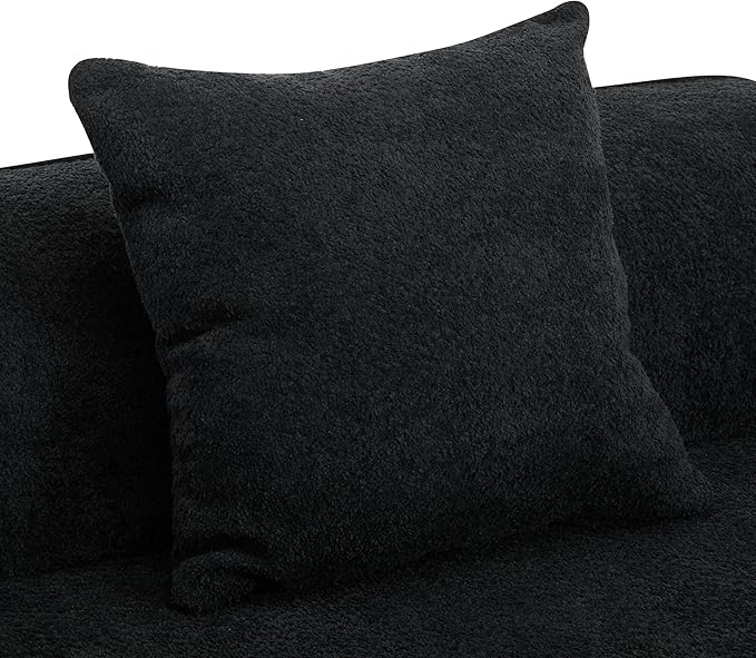 Christopher Knight Home Braebt 126" Sectional Sofa with 4 Throw Pillows, 5-Seater Large Modular Sofa Couches, Comfy Curved Upholstered Cloud Couch for Living Room, Study, No Assembly Required, Black