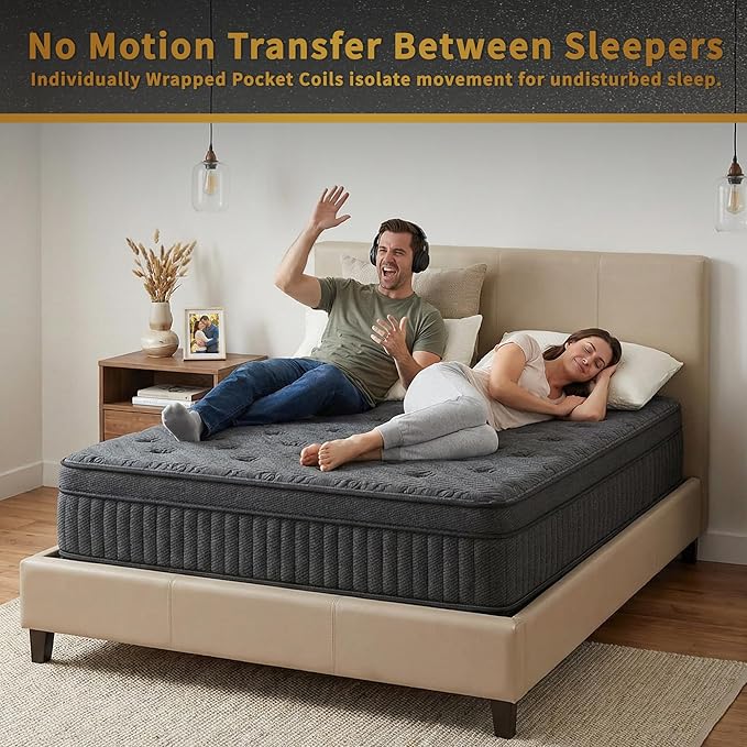 inight Twin Mattress, 14 Inch Medium Firm Hybrid, Nebulign Foam & Pocket Springs, Spinal Alignment for Teens & Single Adults (130-230lbs), Fiberglass-Free, CFR 1633 Compliant