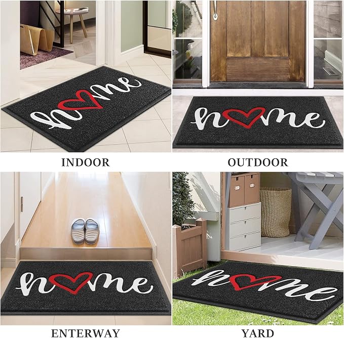 BeneathYourFeet Door Mat, Welcome Mat Low Profile Floor Mat Front Doormat Indoor and Outdoor Doormat Non Slip Rugs for Entryway, Patio, High Traffic Areas (30"x17.5", Black-Home) - Image 7