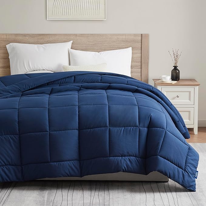 Nestl Quilted Down Alternative Comforter, Full Duvet Insert, All Season Navy, Full Size Comforter with Corner Tabs