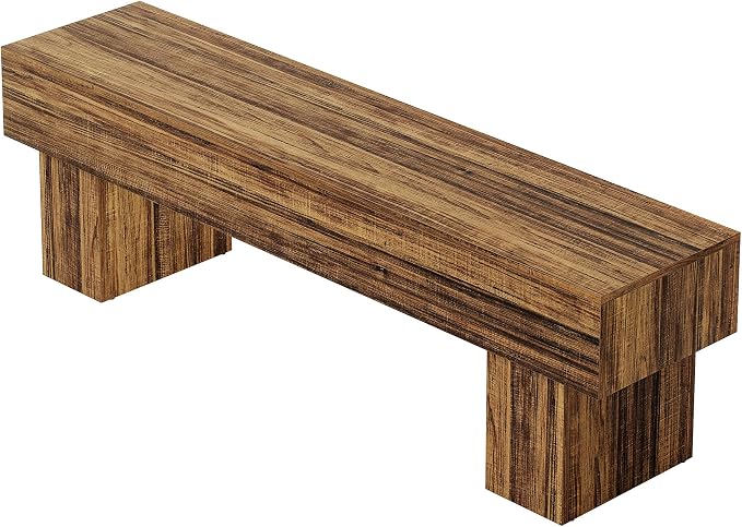Tribesigns 63" Long Entryway Bench, Rustic Farmhouse End of Bed Bench, Wooden Shoe Bench Seat for Hallway, Living Room, End of Bed, Rustic Brown - Image 9