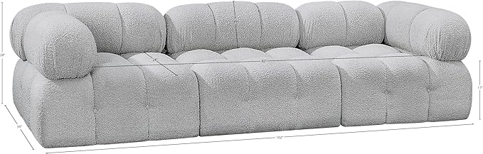 Meridian Furniture 611Grey-S102A Ames Collection Modern | Contemporary Modular Sofa with Rich Grey Boucle Fabric, Modular to Create Infinite Configurations, 102" W x 34" D x 28" H, Grey