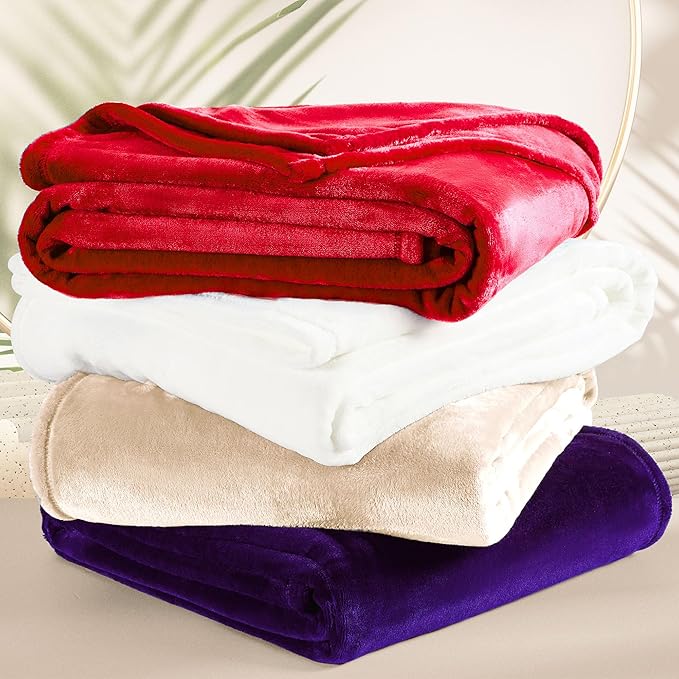 DREAMNINE Super Soft Fuzzy Fleece Throw Blanket for Couch Sofa 50" x 60",Decorative Solid Lightweight Velvet Blanket for Chair, Cozy Accent Shaggy Micro Plush Flannel Blankets for Bedroom Dorm, Purple
