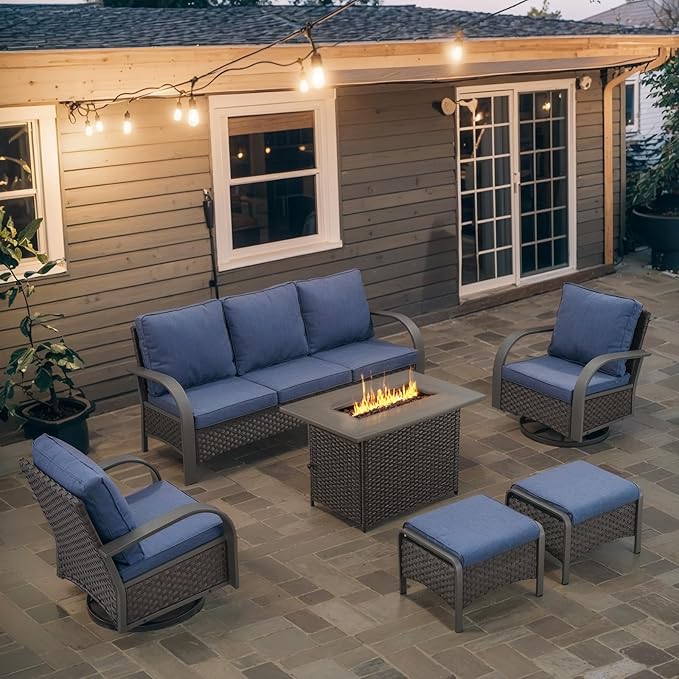 Outdoor Swivel Rocker Patio Chairs Set of 2, Heavy Duty Swivel Rocking Patio Chairs with Wide Metal Armrests, 2 Pieces Patio Furniture Wicker Glider Chairs Set with Removble Cushions for Porch Sunroom