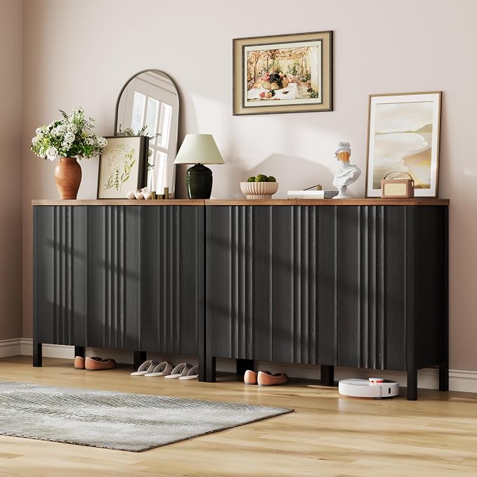 Vlsrka Shoe Cabinet with 3 Doors, Narrow Wooden Shoe Cabinet, Hidden Shoe Storage for Entryway, Foyer, Hallway - Image 8