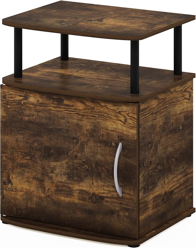 Furinno Jaya Night Stand with Door, Nightstand with Open Shelf and Door Cabinet, Round Corner Bedside Table, Side Table, End Table, for Bedroom, Closet, Dorm, Amber Pine - Image 6