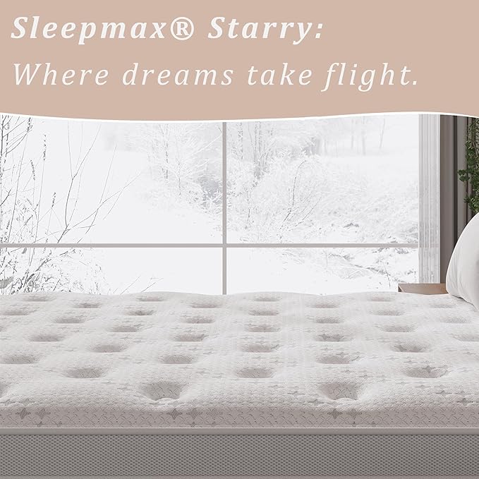 Sleepmax Firm Full Mattress 14 Inch - Hotel-Collection Hybrid Mattress Pain Relief - Deep Sleep Extra Lumbar & Hip Support - Fiberglass-Free Bed in a Box, CertiPUR-US Certified, 365-Night Trial