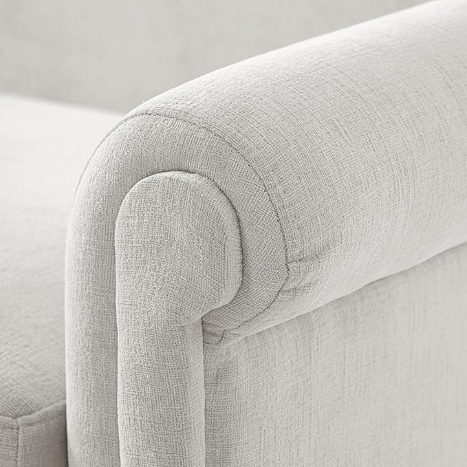 Christopher Knight Home Sola 77.5'' Modern Chenille Upholstered Loveseat Sofa with Rolled Armrest and Rubberwood Frame, 2-Seater Home Sofa Living Room, Comfy Couch for Hotel/Apartment, Light Grey