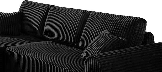 109-Inch L-Shaped Left Facing Boneless Corner Sofa 2 PCS Modular Sectional Cloud Sofa Couch with Chaise Lounge and Toss Pillow, Corduroy Boneless L-Shaped Couches