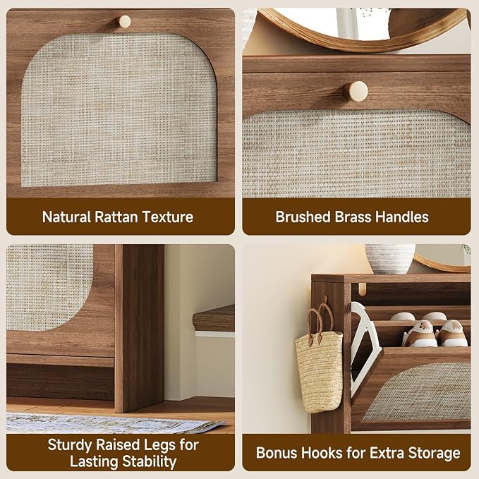 Nicetree Shoe Cabinet Storage for Entryway, Narrow Shoe Organizers with 4 Flip Drawers, Freestanding Large Shoe Rack with 3-Tier Adjustable Shelves for Hallway Entryway Foyer - Image 8