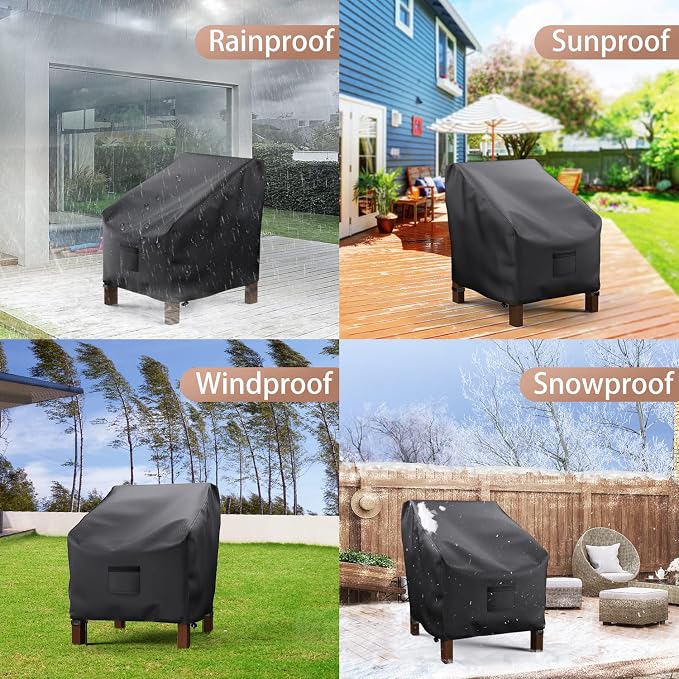 Mrrihand Patio Chair Covers Outdoor Furniture Covers Waterproof Lounge Deep Seat Cover Heavy Duty Lawn Patio Furniture Covers 2 Pack - 38W x 31D x 29H inch - Image 7