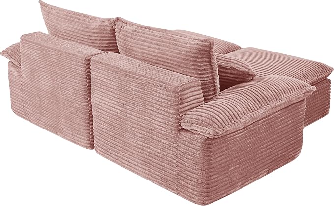 Comfy Boneless Cloud Sofa Chaise Oversized Fluffy Corduroy Upholstered Chaise Lounge for Living Room Bedroom, Modular Compressed Foam Cloud Daybed, Single Seat Sofa
