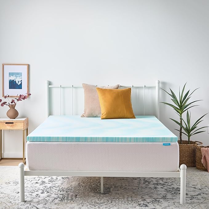 Linenspa 2 Inch Swirl Gel Memory Foam Mattress Topper, Full Size – Cooling Gel Infused, Ventilation Holes – Pressure Relieving Bed Topper – CertiPUR Certified