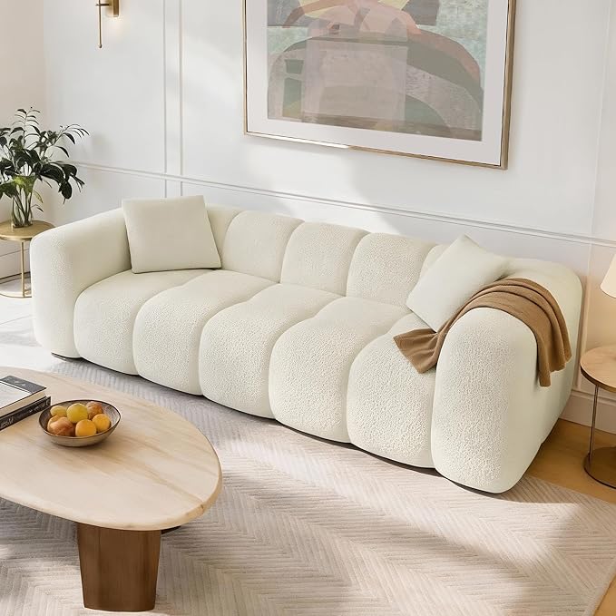 84" Boneless Couch No Assembly Required Loveseat Sofa Modern Deep Seat Cloud Couch Modern Compressed Sofa Oversized Upholstered 3-Seater for Living Room Bedroom