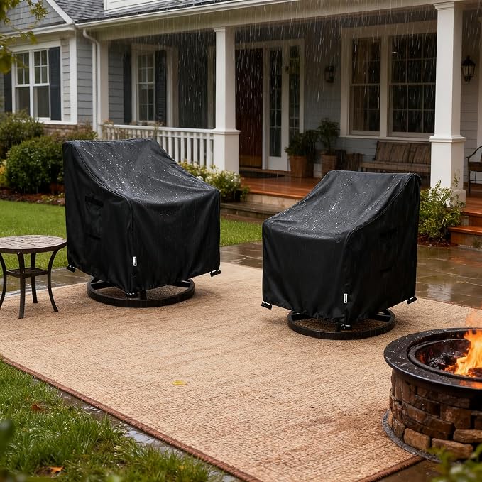 Patio Chair Covers Waterproof Patio Furniture Covers,33W x 37D x 38 H Inches Outdoor Swivel Chair Cover 2 Pack -Black - Image 9