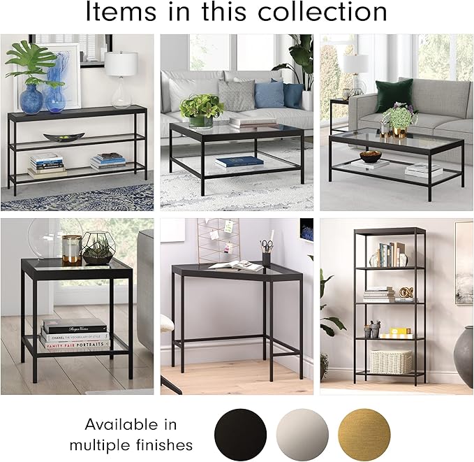 Henn&Hart 45" Wide Rectangular Rectangular Coffee Table in Blackened Bronze, Modern Rectangular Coffee Tables for living room, studio apartment essentials