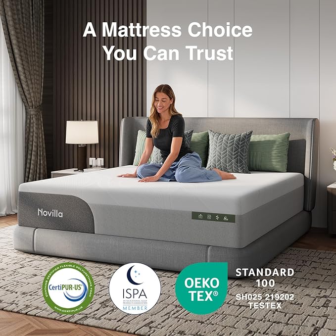 Novilla Bliss Cooling Twin Mattress 10 Inch, Gel-Infused Memory Foam Mattress Twin Size in a Box with Cool-Touch Nylon Cover, Motion Isolation & Ergonomic Support with CertiPUR-US Certified Foam