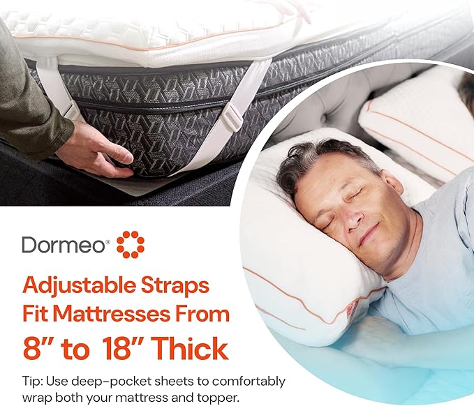 Dormeo Premium Full Breathable Mattress Topper with 3-Zone OctaspringⓇ Technology for Optimal Back Support, Anti-Slip Bottom, Topper Only - Mattress Not Included