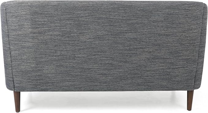 Christopher Knight Home Contemporary Tufted and Diamond Stitching Fabric Loveseat,Tub-Design 2-Seater Sofa,Removable Cushions, Birch Wood Legs,Square Arms,Charcoal Gray and Espresso