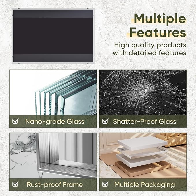 Suidia 2-Pack Bathroom Mirror, 30" x 30" Wall Mirror Metal Framed, Bathroom Vanity Mirror for Living Room Bedroom Bathroom Entryway, Silver, Rect Corner Style - Image 6