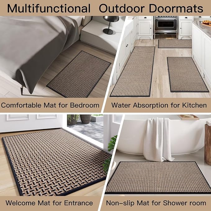 YDKGL Door Mat 31x47, Dirt Resistant and Absorbent, Non-Slip Rubber Backing Floor Mats, Easy Clean Low-Profile Doormat for Entryway, Front Door, and Inside Entrance, Black - Image 8
