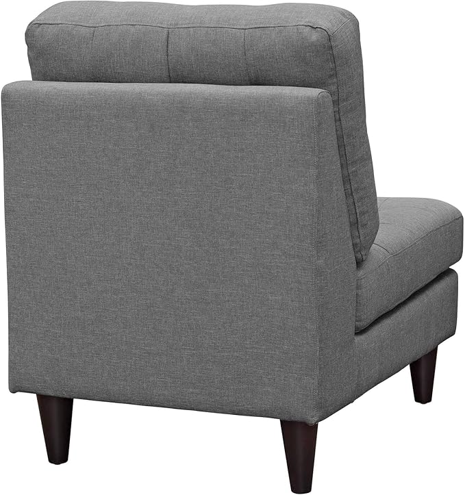 Modway Empress Mid-Century Modern Upholstered Fabric Side Armless Lounge Accent Chair in Gray