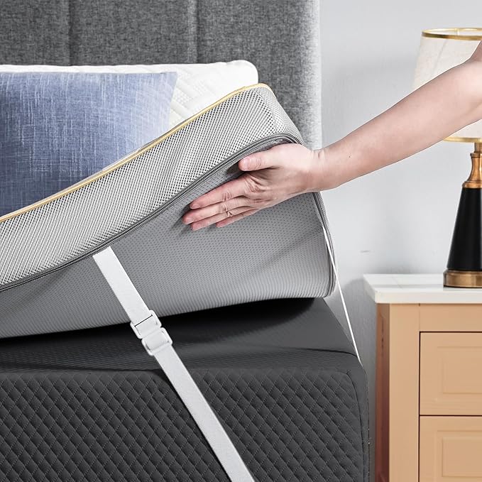 PERLECARE Firm Mattress Topper Queen, 3" Hard Mattress Topper for Pressure Relief, Mattress Pad with Cooling Bamboo Cover, High Density Memory Foam, Removable & Washable