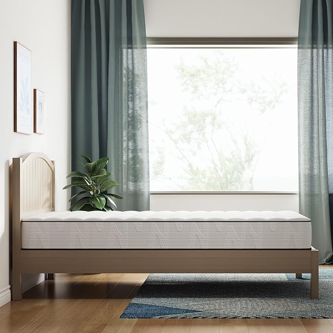 Novilla 6 Inch Twin Mattress in a Box, Hypoallergenic & Back Pain Relief, Hybrid Twin Mattresses with Smarts Coils, Fiberglass Free CertiPUR-US Certified Colchones No Box Spring Needed