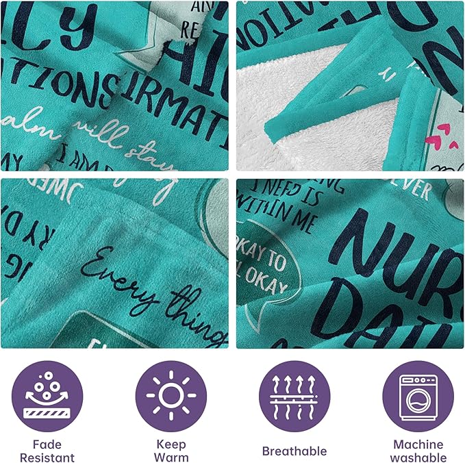 Craftique Nurse Gifts for Women Men, Nurses Week/Day/Appreciation Gifts- Soft Nurse Blanket with Daily Affirmations- LPN RN Gifts for Nurses, Nursing School Graduate Birthday Gifts