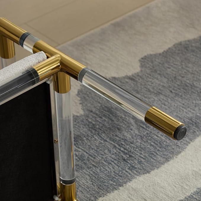 Acrylic and Stainless Steel Bench for Bedroom,Entryway (Light Gray) - Image 9