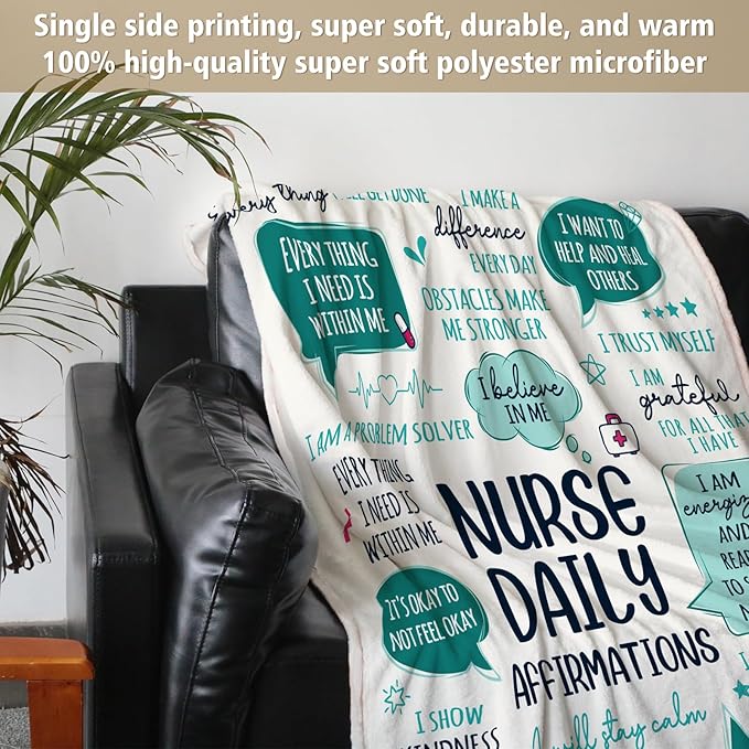 Craftique Nurse Gifts for Women Men, Nurses Week/Day/Appreciation Gifts- Soft Nurse Blanket with Daily Affirmations- LPN RN Gifts for Nurses, Nursing School Graduate Birthday Gifts