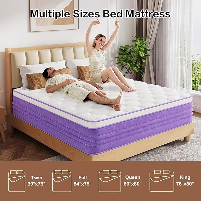 Full Size Mattress, 14 inch Full Medium Firm Memory Foam Mattress, Fiberglass Free, CertiPUR-US Certified Safe Materials, 7 Zon Pocket Springs, Strengthen Edge Suppor Mattress in a Box