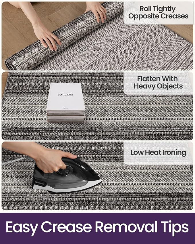 DEXI Dirt Trapper Door Mat, 48x72 Washable Doormat, Dirt Resistant and Absorbent, Easy Clean Low-Profile Floor Rugs for Entryway, Front Door, and Inside Entrance, Striped Grey - Image 9