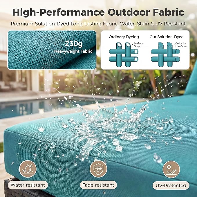 NICESOUL 10 Piece Modern Outdoor Furniture Set with Natural Gas/Propane Fire Pit Table, 29.3'' High-Back Extra Large Patio Sectionals with Firepit, Deep Wide All-Weather Rattan Sofas, Turquoise & Gray