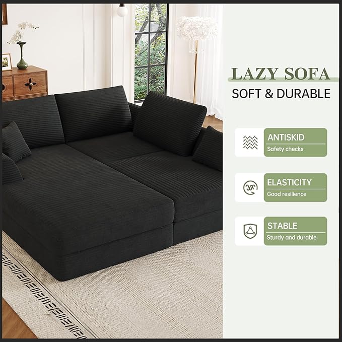 106” Modular Sectional Sofa, Cloud Sectional Couch with Deep Seat, Modern Modular L-Shape Sofa Couch with Chaise,Upholstered Boneless Couches for Living Room Bedroom No Assembly Required