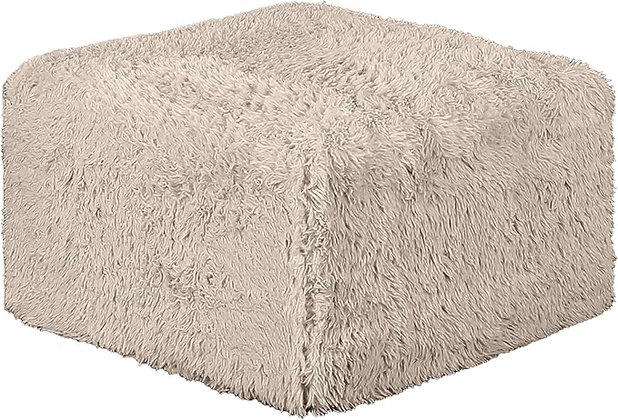 Furniture of America Havyn Modern Faux Fur 5-Seater L-Shaped Modular Armless Foam Sectional Sofa with Ottoman, Compressed Couch in a Box, No Assembly Required, for Living Room and Office, Taupe