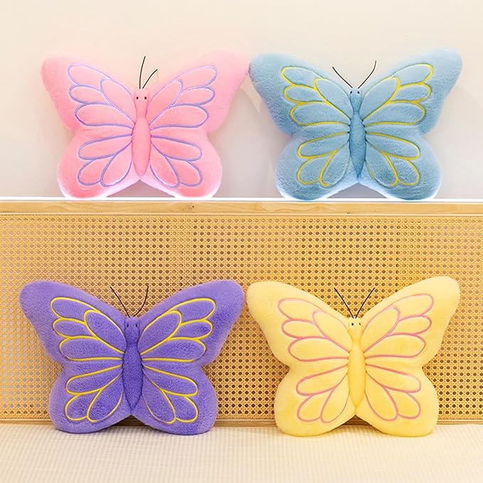 PEACH CAT Butterfly Pillow Decorative Butterfly Shaped Throw Pillows 16" x 12" Soft Plush Cushion Decor for Bedroom Living Room Couch Sofa Yellow